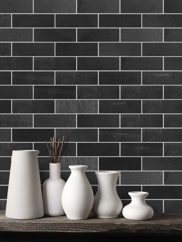 Black slate backsplash tile from Backsplash.com
