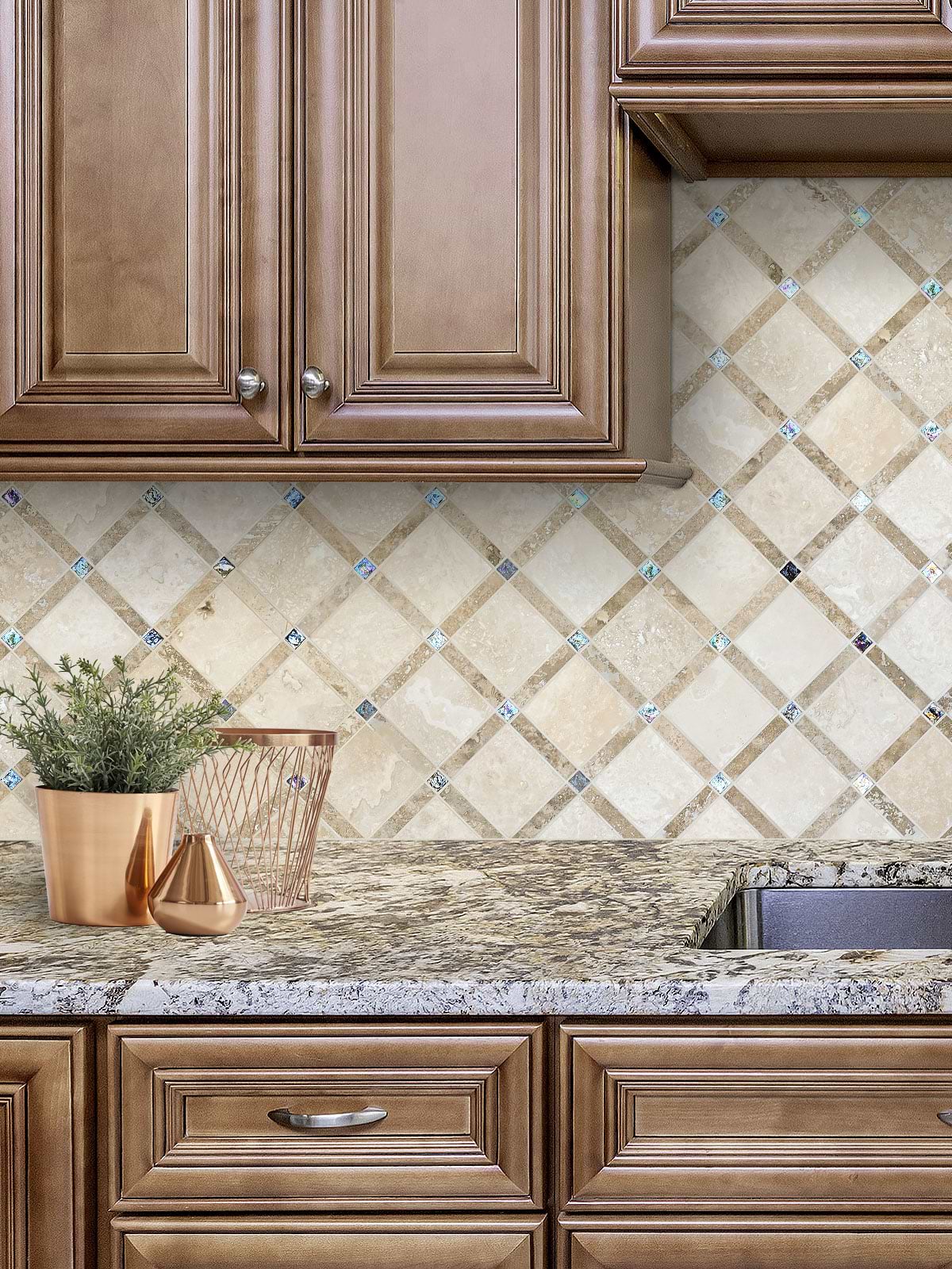Brown Beige Travertine Mosaic Tile