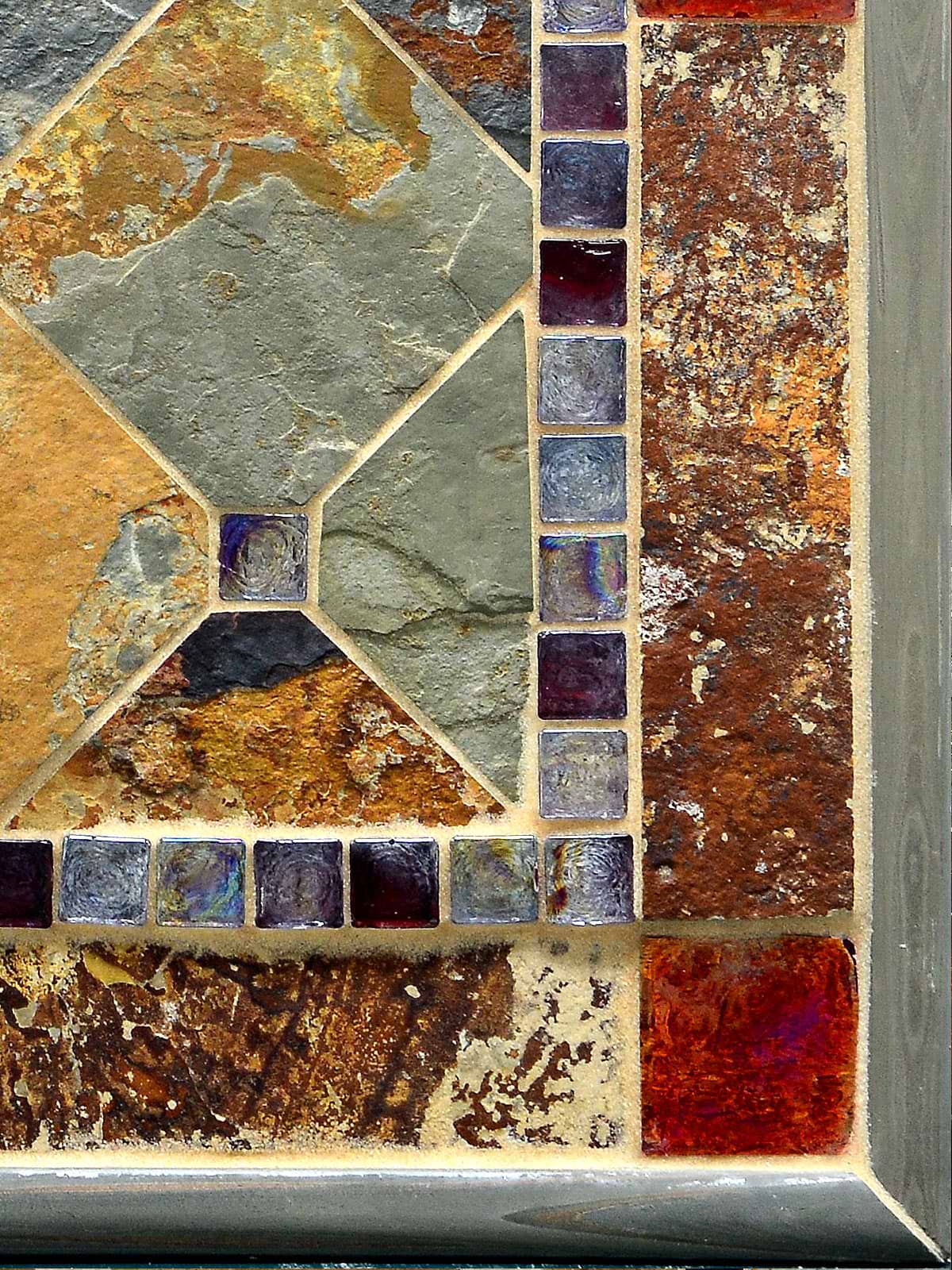 Slate Iridescent Burgundy Glass Backsplash Medallion BA1026