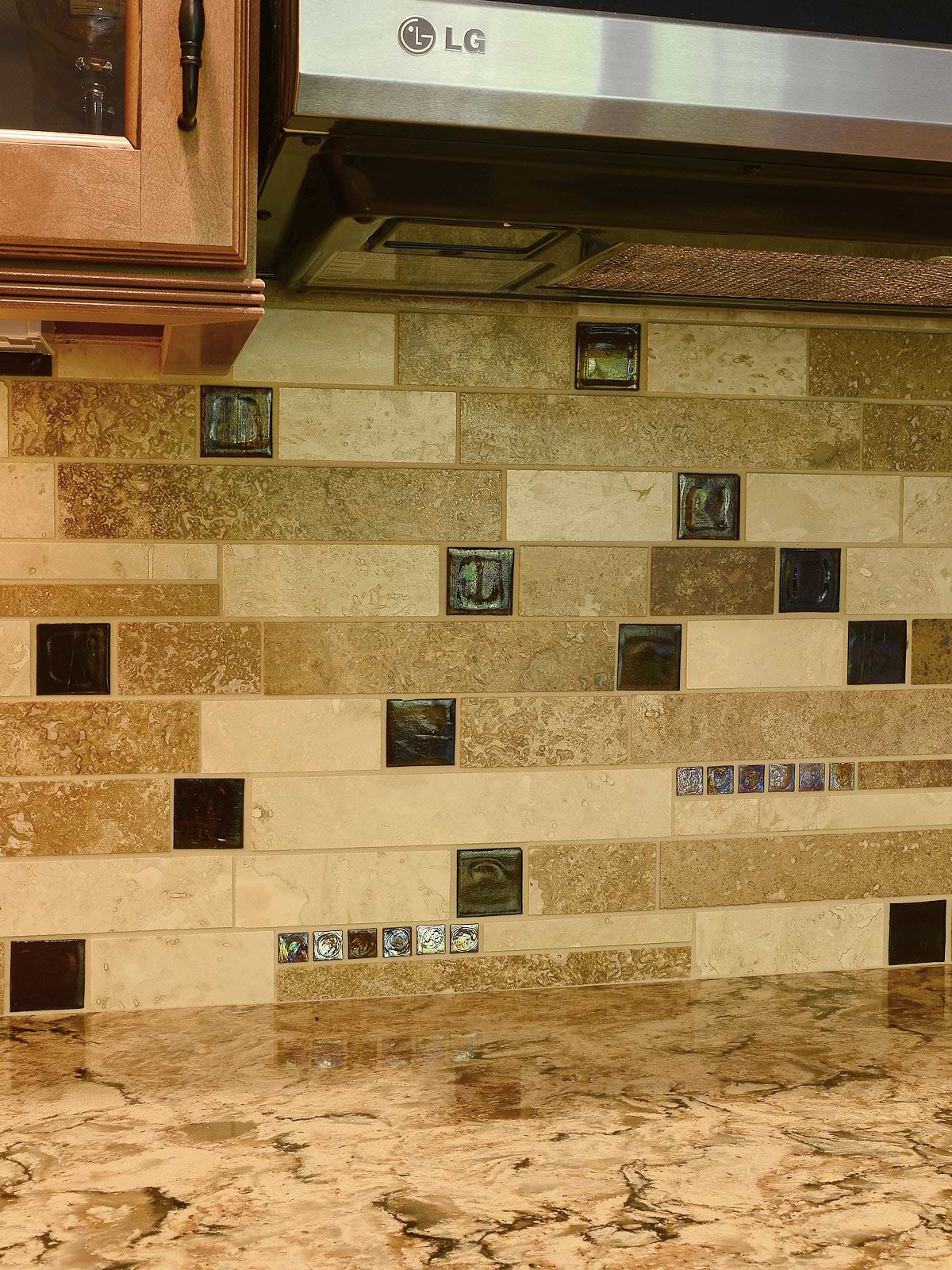 travertine glass backsplash tile BA1025