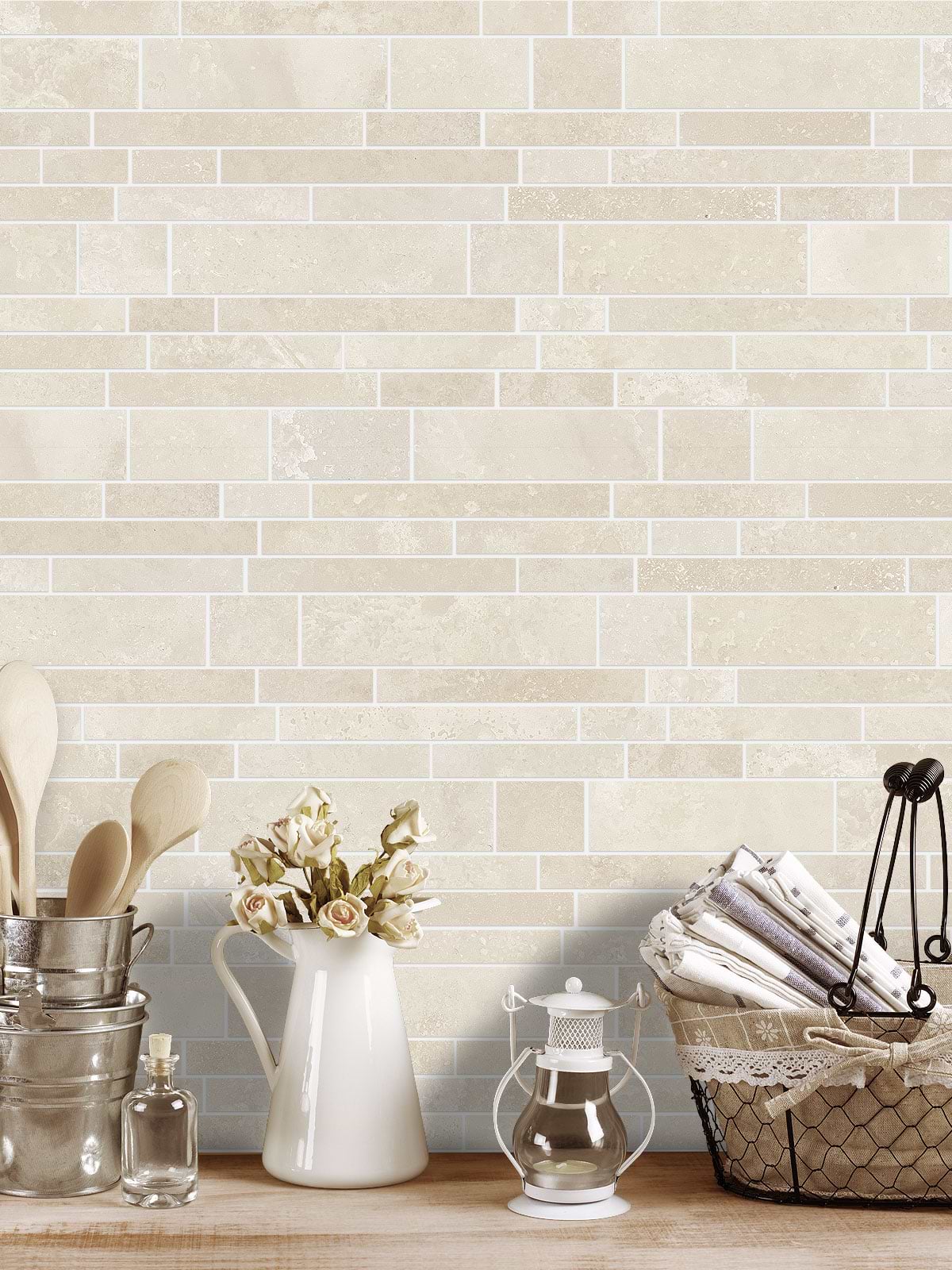 BA1092 Light ivory travertine kitchen backsplash tile from backsplash.com