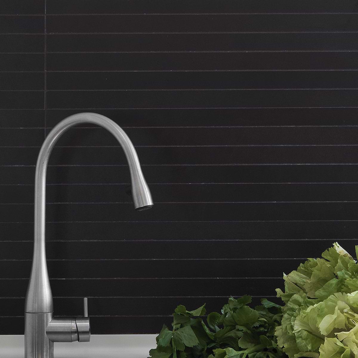 Modern black long subway backsplash tile 3