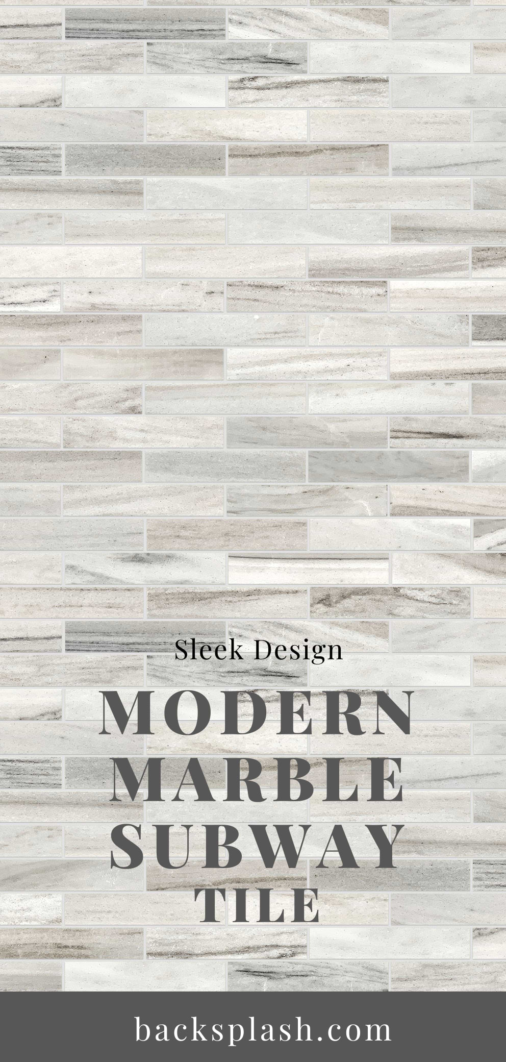Modern Gray White Marble Subway Kitchen Backsplash Tile BA1034