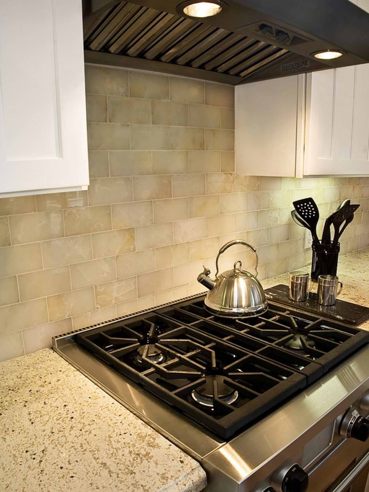 White Onyx Kitchen Subway Tile