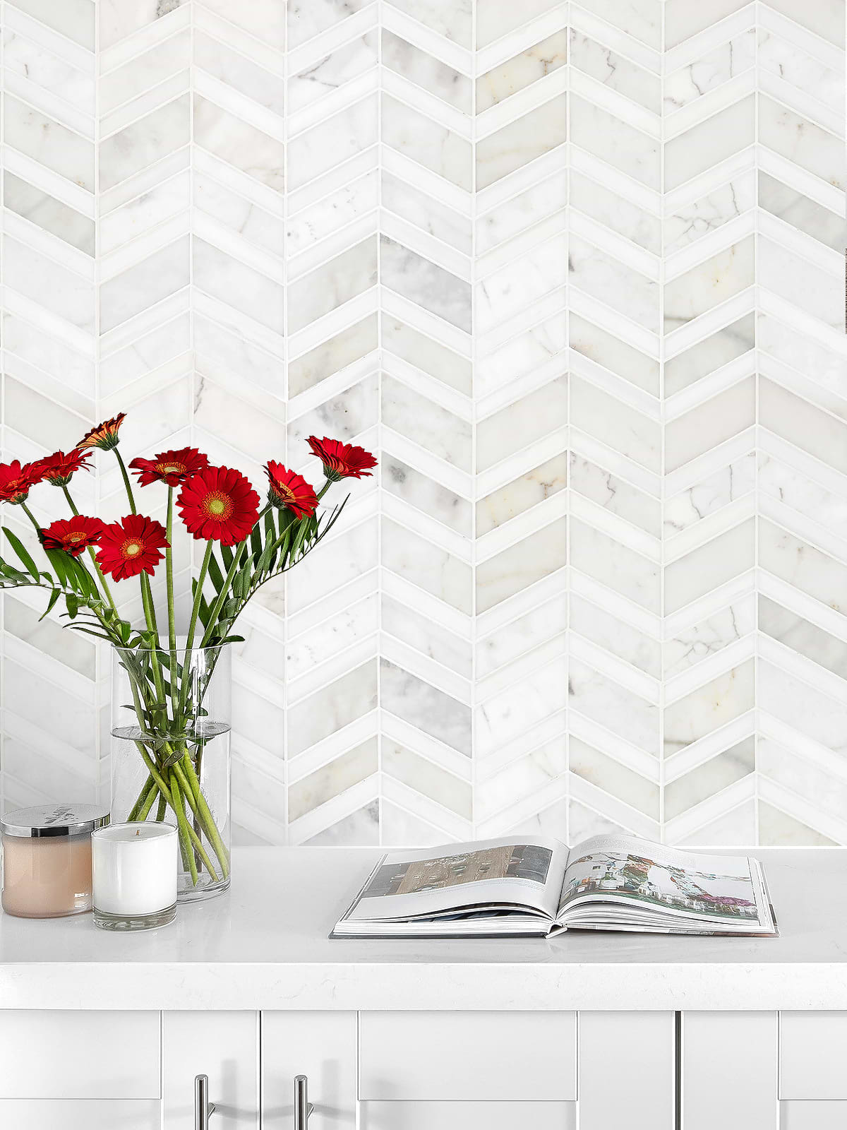 White Chevron Marble Backsplash White Chevron Marble Backsplash
