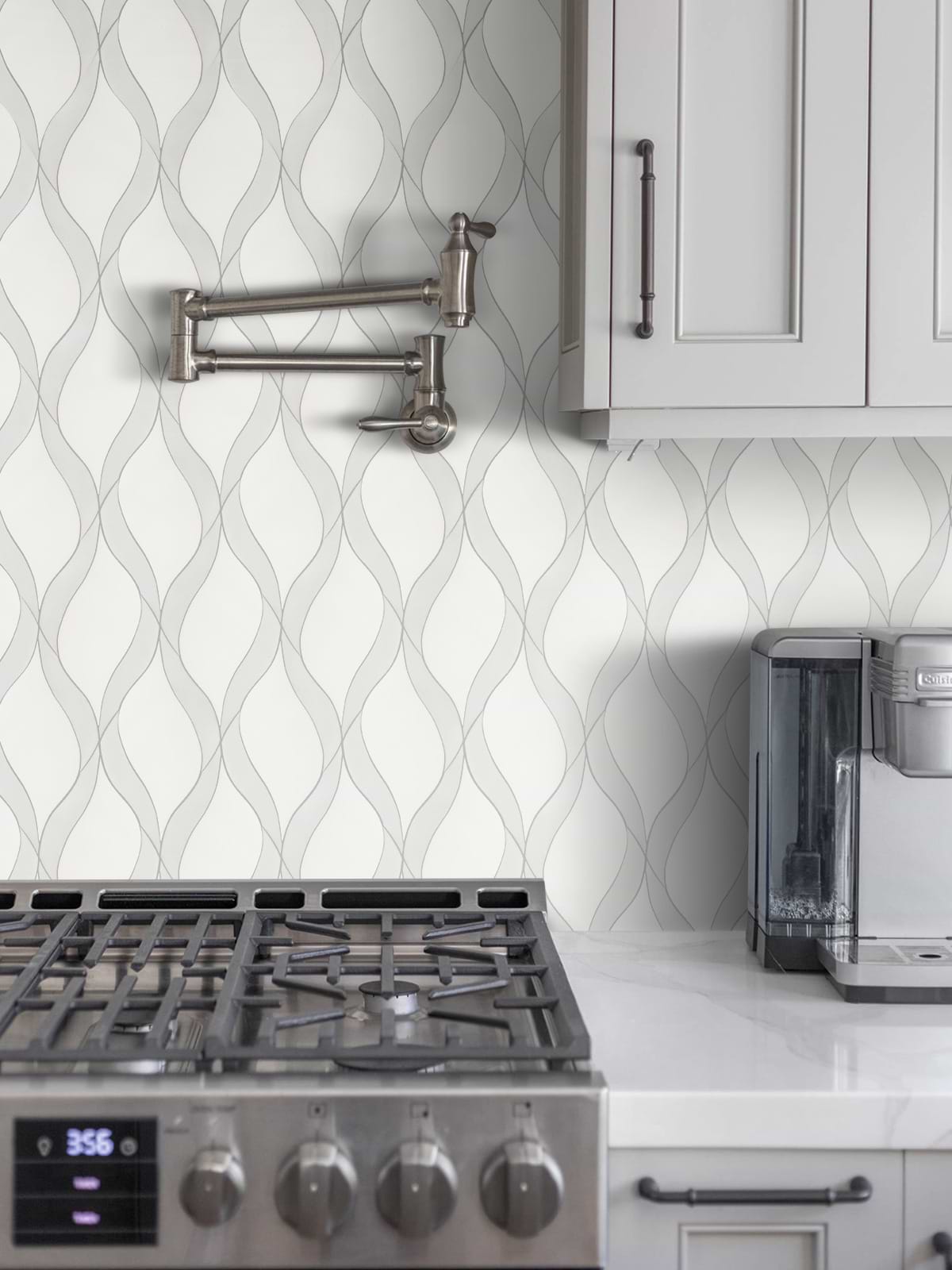 White Gray Waterjet Luxury Mosaic Backsplash Tile BA7006 1
