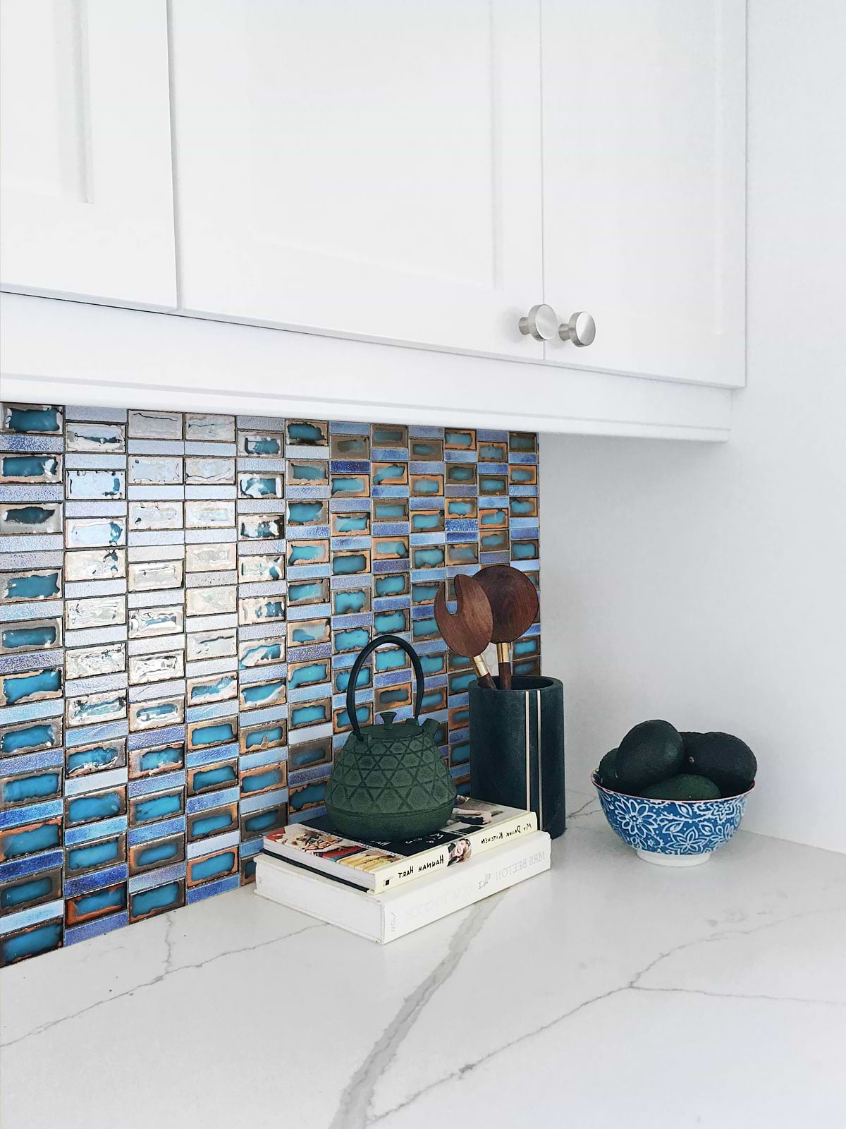 Blue Rustic Glass Backsplash Tile