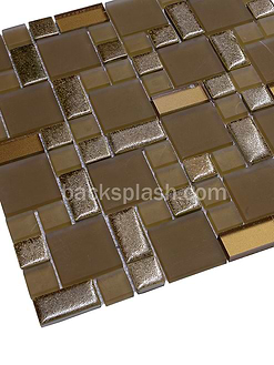 Alternative view of Brown Bronze Color Glass Ceramic Kitchen Backsplash Tile - BA1102