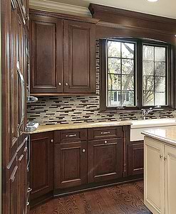 Alternative view of Brown Beige Color Glass Mosaic Kitchen Backsplash Tile - BA1202