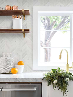 Marble Countertop White Marble Chevron Backsplash Tile BA631613