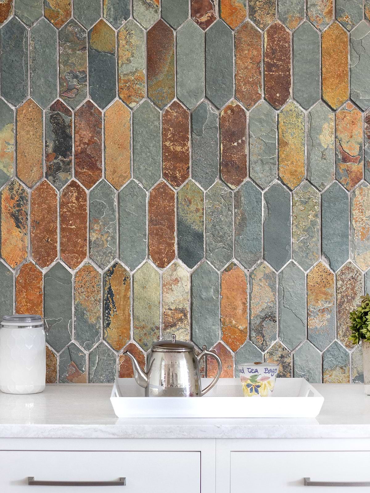 Rustic brown gray picket slate mosaic backsplash tile BA1066 6