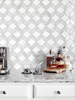 White Gray Waterjet Mosaic Kitchen Backsplash Tile BA6317