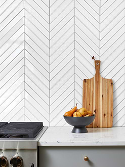 Large Marble White Chevron Backsplash Tile BA6322