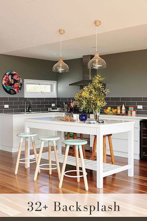Black and Gray Kitchen Backsplash