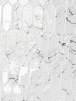 White Marble Look Glass Picket Mosaic Backsplash Tile BA5504 2