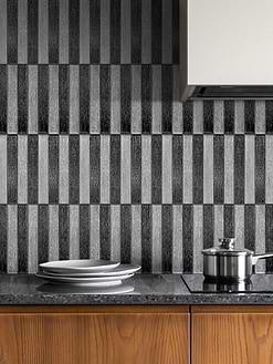 Shimmery Textured Black and White Glass Backsplash Tile BA8024