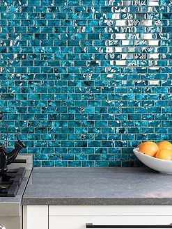 Teal Blue Glass Mosaic Tile BA5517