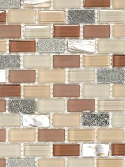 Brown Beige Slate Shell Glass Backsplash Tile