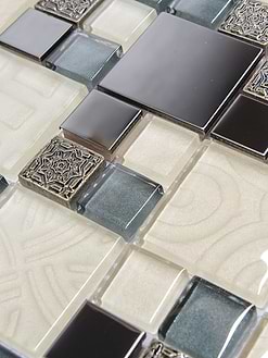 Beige Blue Black Glass Metal Kitchen Backsplash Tile BA1108 2