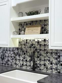 Beige Blue Black Glass Metal Kitchen Backsplash Tile BA1108 5