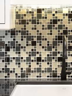 Beige Blue Black Glass Metal Kitchen Backsplash Tile BA1108