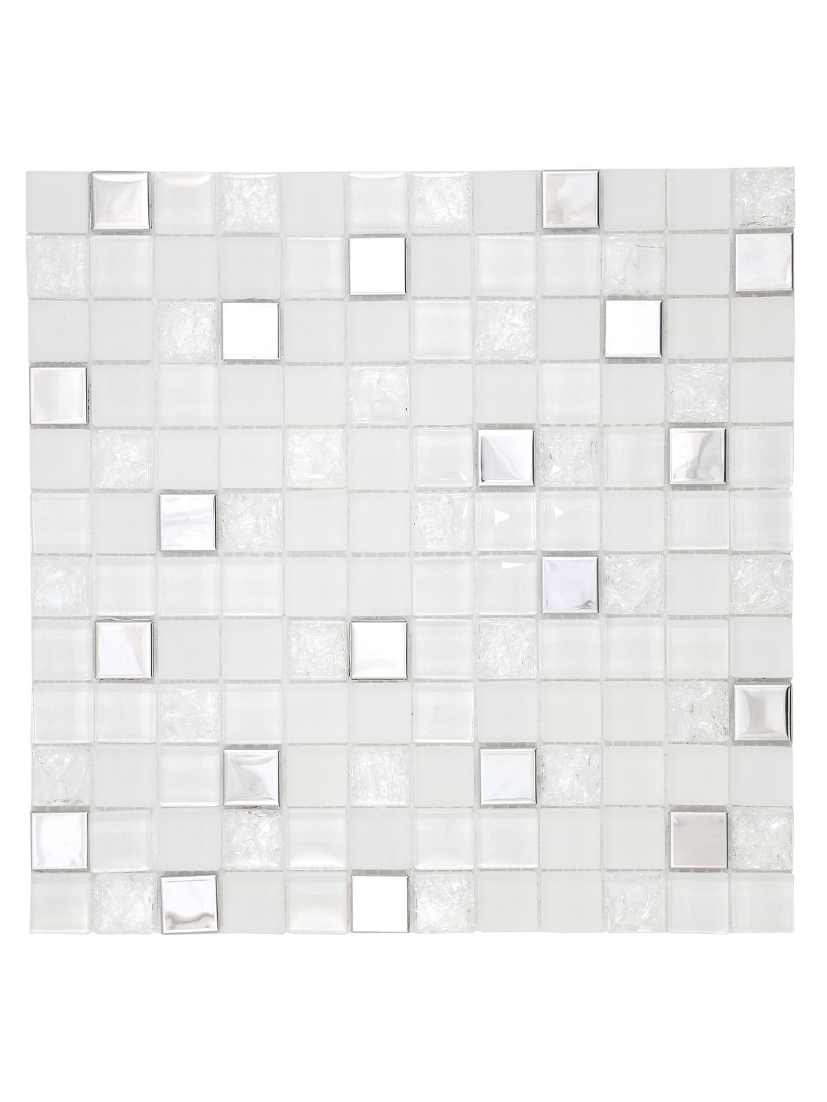 Modern White Glass Metal Backsplash Tile BA1183