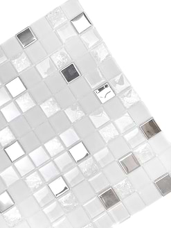 Modern White Glass Metal Backsplash Tile BA1183