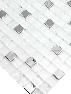 Modern White Glass Metal Backsplash Tile BA1183