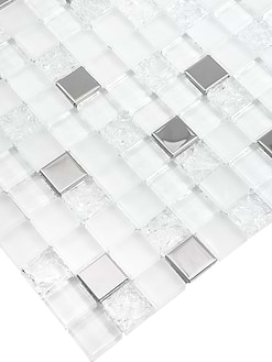 Modern White Glass Metal Backsplash Tile BA1183