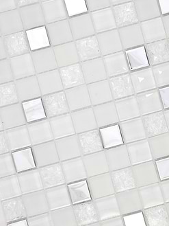 Modern White Glass Metal Backsplash Tile BA1183