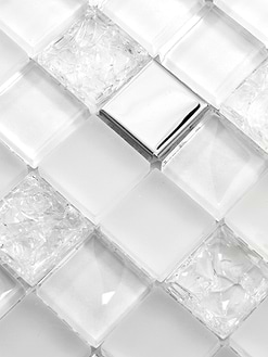Modern White Glass Metal Backsplash Tile BA1183