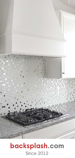 White Backsplash Tile Glass Metal BA1183