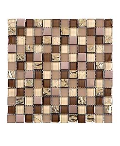 Brown Beige Gold Glass Kitchen Backsplash Tile BA1142