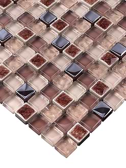 Brown Red Beige Glass Kitchen Backsplash Tile