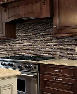BA1201- Brown marble glass mixed kitchen backsplash tile from Backsplash.com