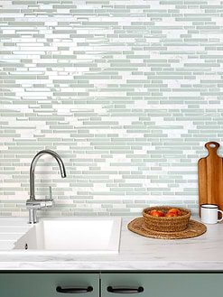 Green glass and marble backsplash tile BA1205