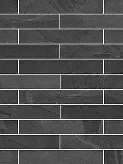 Black long slate subway backsplash tile BA1045 white grout