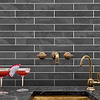 Black long slate subway backsplash tile BA1045