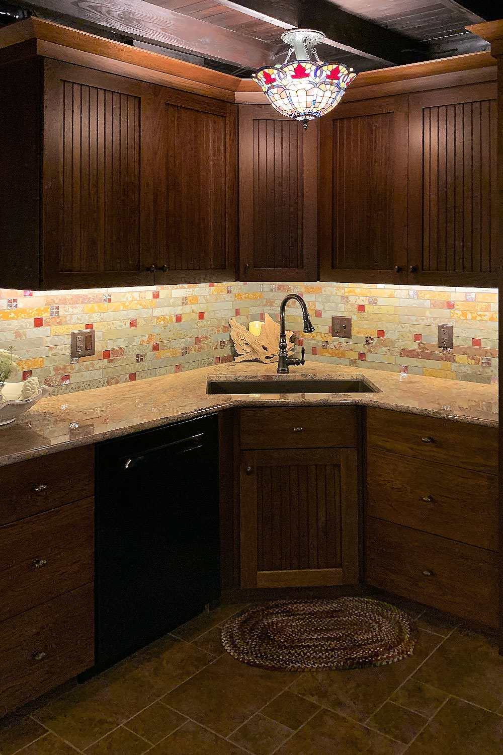 Brown Granite Cabinet Brown Cabinet Brazilian Rusty Slate Subway Glass Backsplash Tile BA1046
