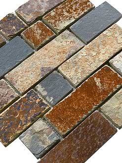 Rusty brown slate stone subway mosaic backsplash tile BA1063 3