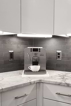 black subway slate backsplash tile gray kitchen countertop BA1045