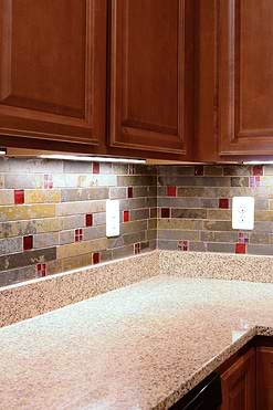 rusty brown gray slate bacskplash tile brown cabinet BA1046
