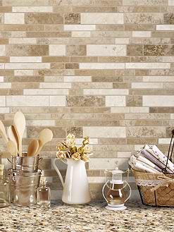 Brown travertine mix kitchen backsplash tile BA1024 from backsplash.com