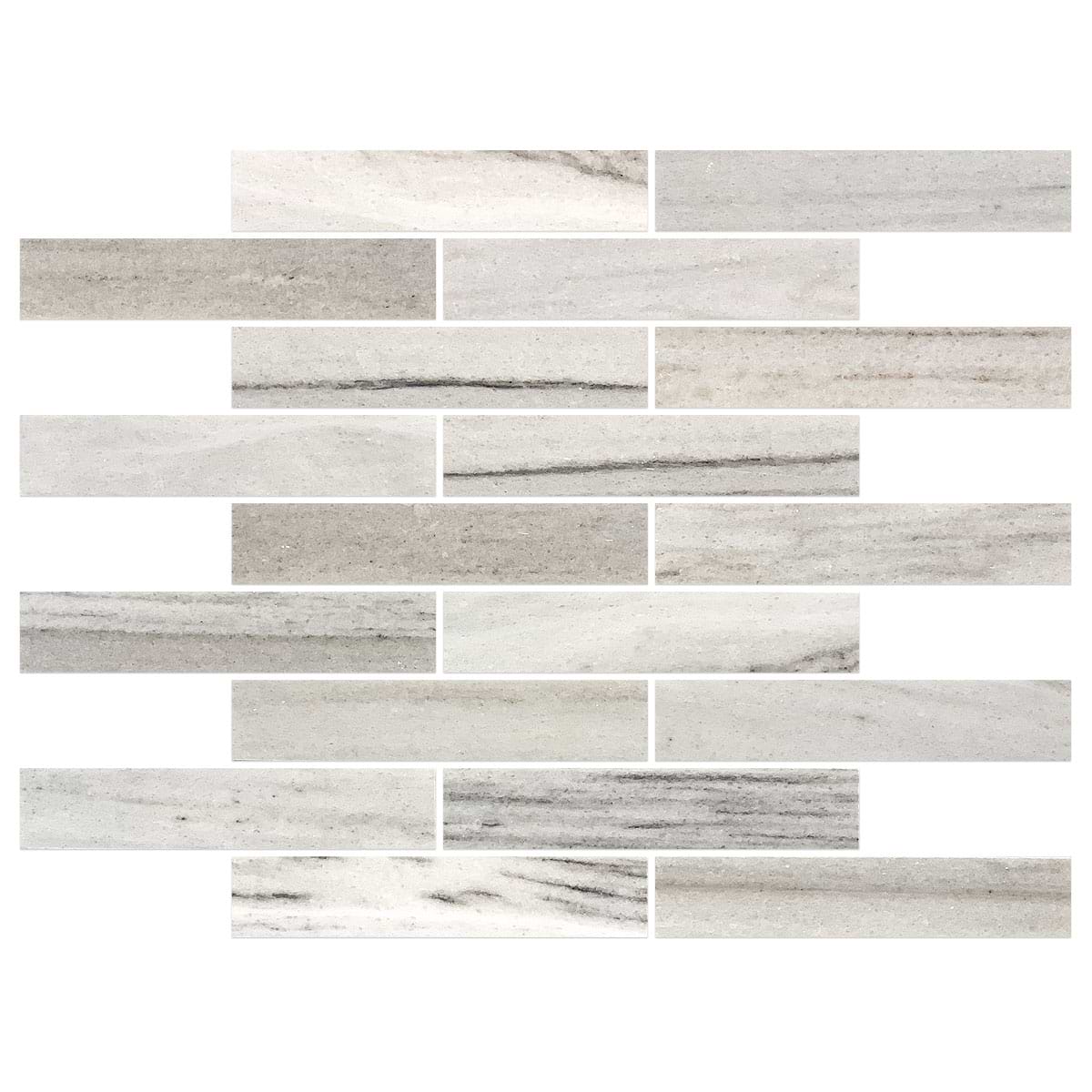 BA1034 Modern subway white gray brown marble mosaic backsplash tile