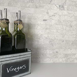 Gray limestone backsplash tile