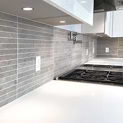 Gray modern backsplash white countertop BA1038