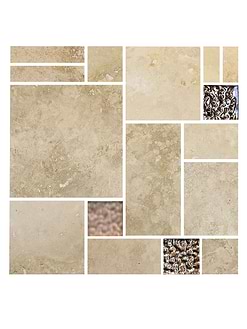 Light Beige Travertine with Glass Backsplash Tile BA1043 1