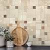 Light Beige Travertine with Glass Backsplash Tile BA1043