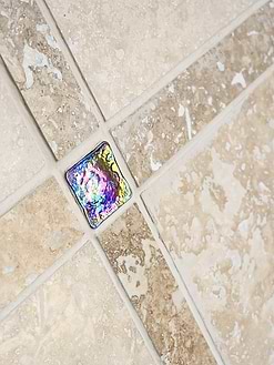 Ligth Dark Travertine Backsplash Tile With iridescent Glass Insert BA1029 3