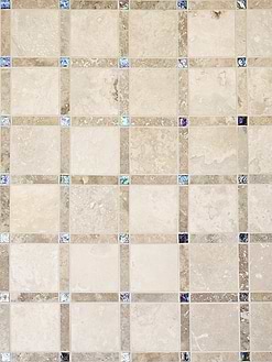 Ligth Dark Travertine Backsplash Tile With iridescent Glass Insert BA1029 5